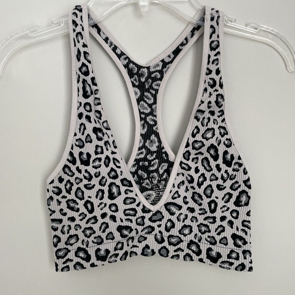 Free People Size XS/S Animal Cheetah Print Racerback Ribbed Bra Lounge